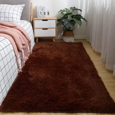 Brown Rectangle Shaggy Carpet