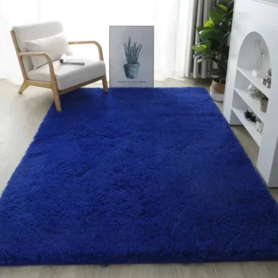 Blue Rectangle Shaggy Carpet