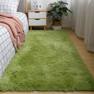 Olive Green Rectanle Shaggy Carpet