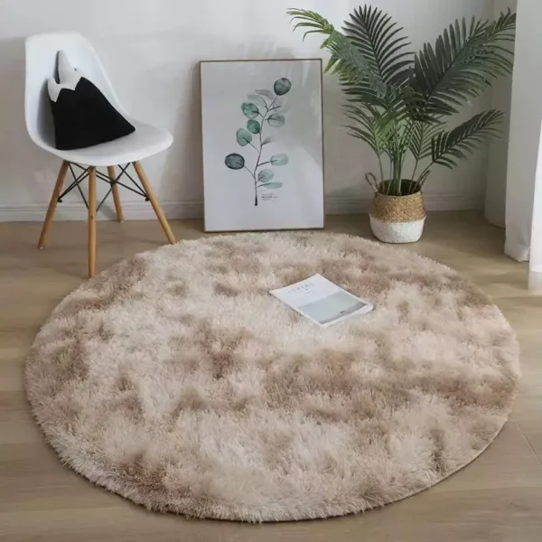 Dark Skin Tie&Dye Round Shaggy Carpet