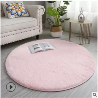 Light Pink Round Shaggy Carpet