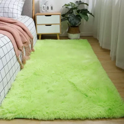 Dark Green Rectangle Shaggy Carpet