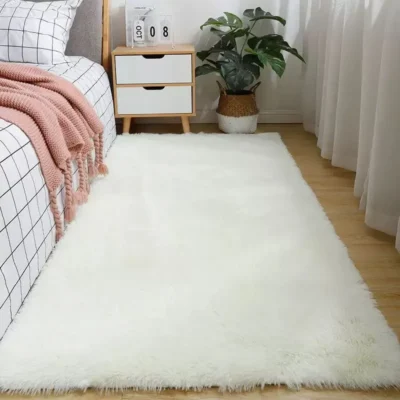 White Rectangle Shaggy carpet