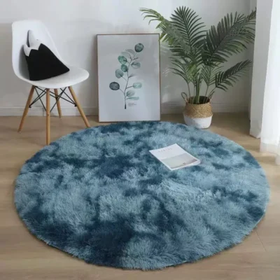 Zink Colour Tie & Dye Round Shaggy Carpet