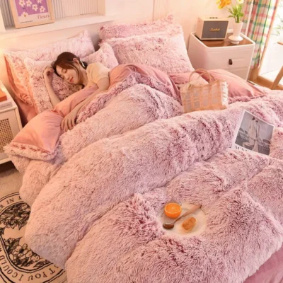 Shaggy Bedset Purple Pink