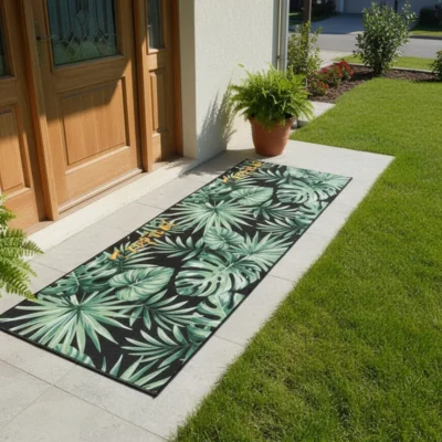Green Leaves on Black Base Single Piece (Runners available in 4 Sizes)