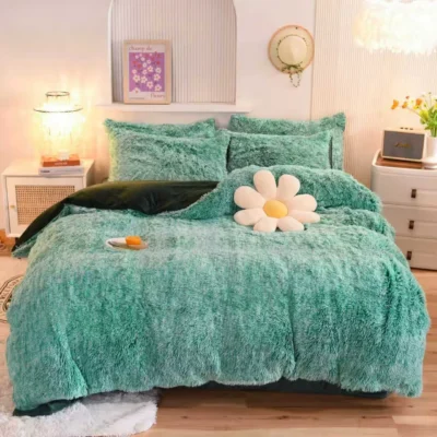 Sea Green Shaggy Bedset