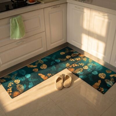 Sea Green Anti Slip 2 Piece Runner & Mat