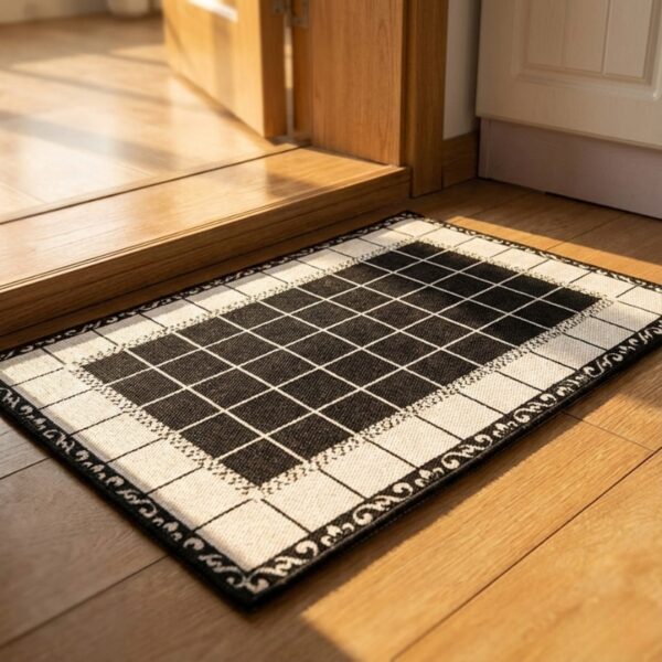 Square Pattern Anti Slip 2 Piece Runner & Mat - Image 3