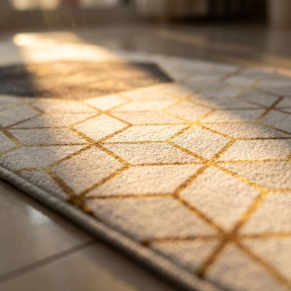 Off White 3D Design Anti Slip 2 Piece Runner & Mat (Large) - Image 3