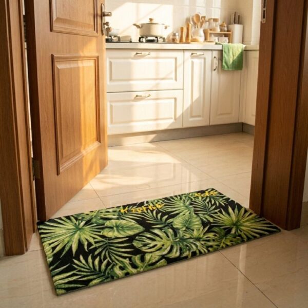 Green Leaves on Black Base  2 Piece  Runner & Mat - Image 3
