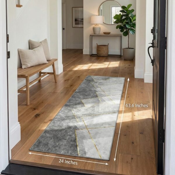 Double Tone Grey Anti Slip 2 Piece Runner & Mat - Image 3
