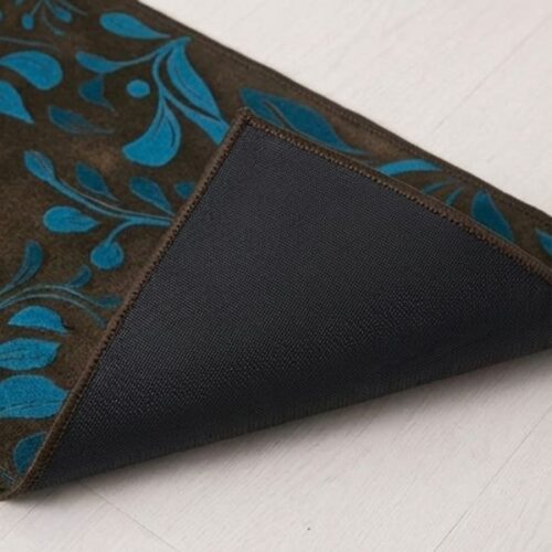 Brown Base with Blue Leaves Anti Slip 2  Piece Runner & Mat photo review