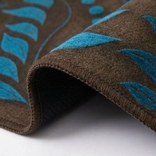 Brown Base with Blue Leaves Anti Slip 2  Piece Runner & Mat photo review