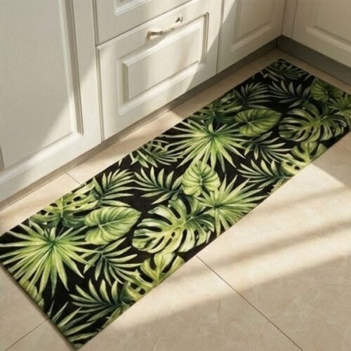 Green Leaves on Black Base  2 Piece  Runner & Mat photo review